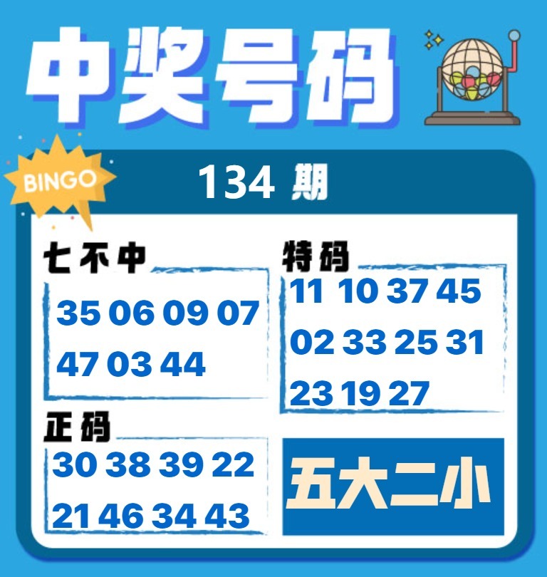 134期中奖号码[图]